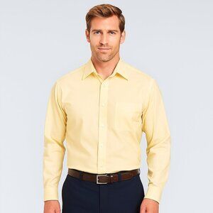 EUC Roundtree & Yorke Gold Label Yellow Dress Shirt 15.5 32 Non-Iron Cotton